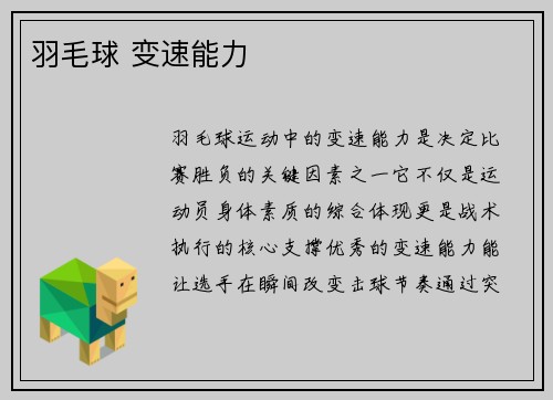 羽毛球 变速能力